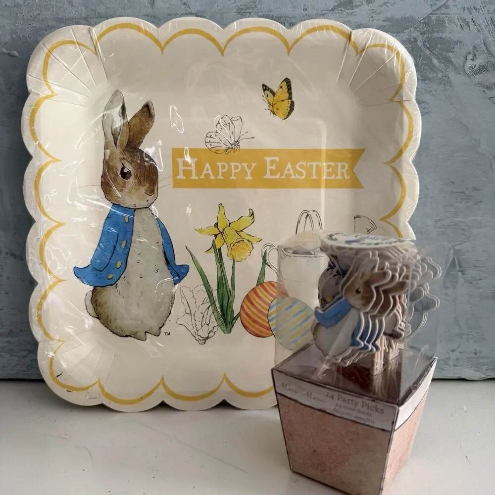 Meri Meri Beatrix Potter Peter Rabbit Paper Plates Scallop 12 Cupcake Picks (24)